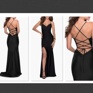 NEW La Femme Jersey Column Gown Black Size 2